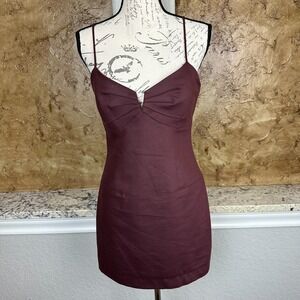 Black Halo Bodycon Mini Dress Size 2 ? Spaghetti Strap Cocktail Evening Burgundy